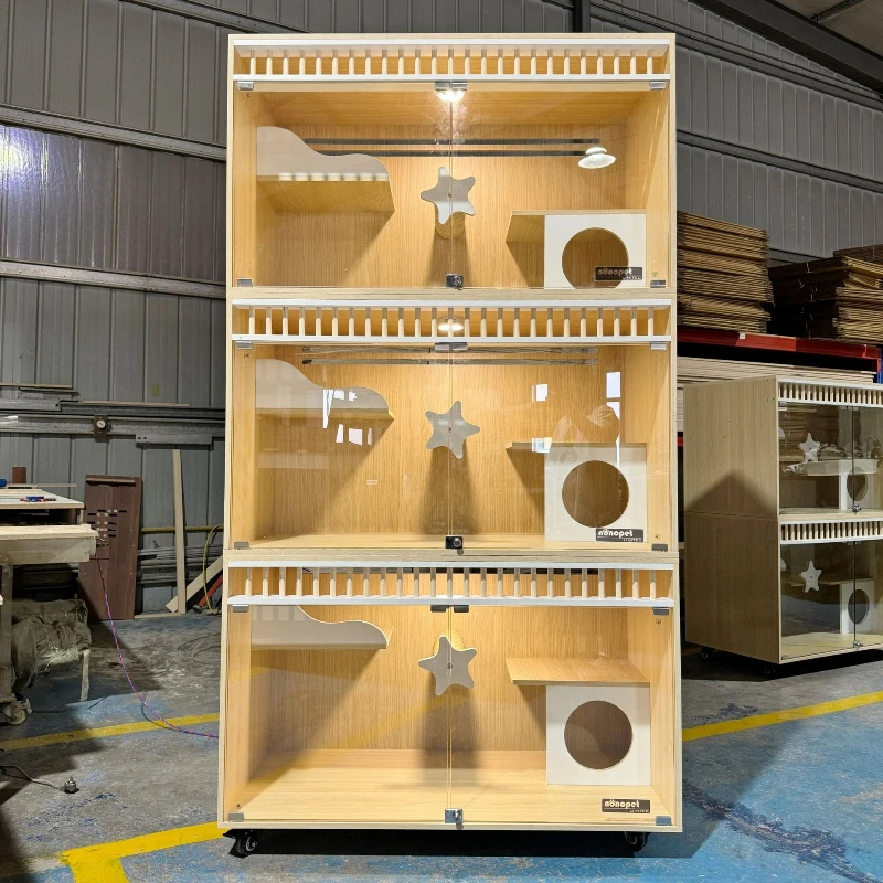 Pet Cat Dedicated Moisture - Proof Multi  Layer Solid Wood Cat Villa Foster Care Cage