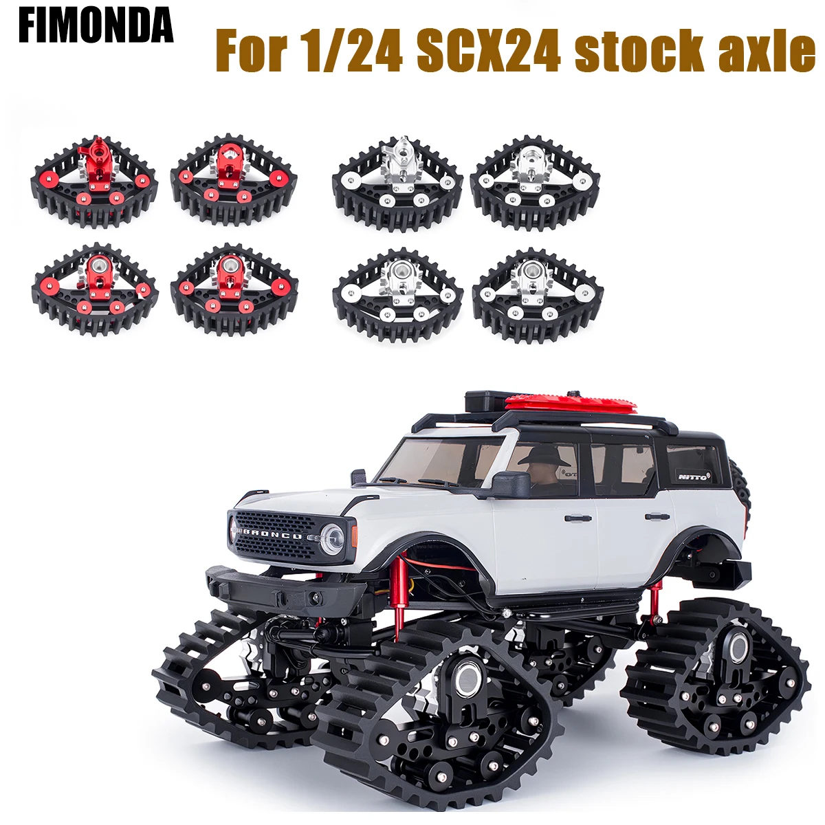 Rubber Track Wheels 4PCS for SCX24 - Snow Sand Off-Road Tires Set, High-Grip Upgrade for 1/24 Axial RC Crawler