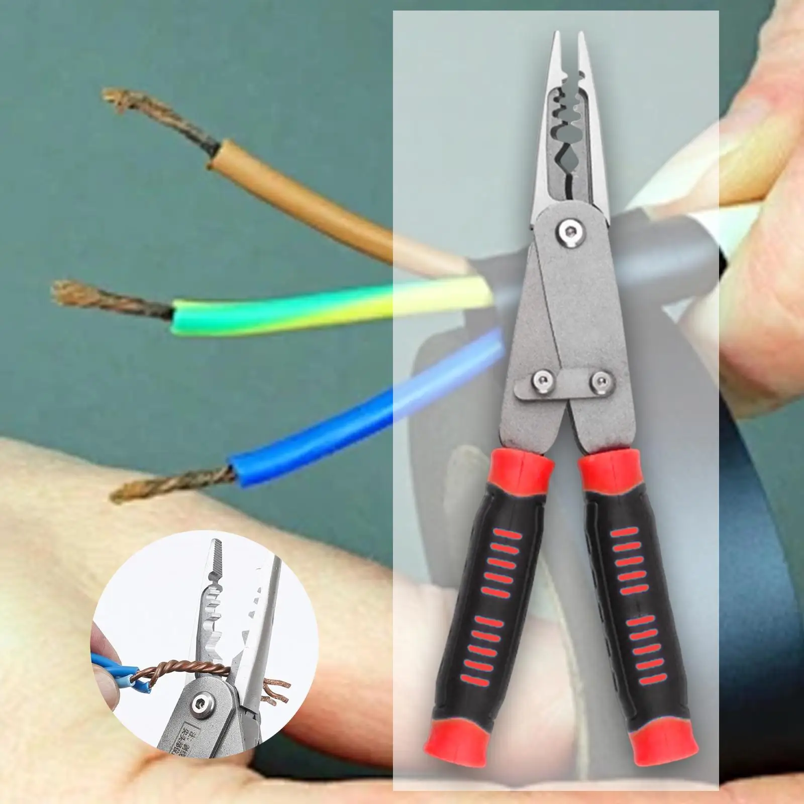 

Wire Stripper Multipurpose Wear Resistant Anti Slip Easy to Use Compact Crimper for Industrial DIY Crafts Home Improvement