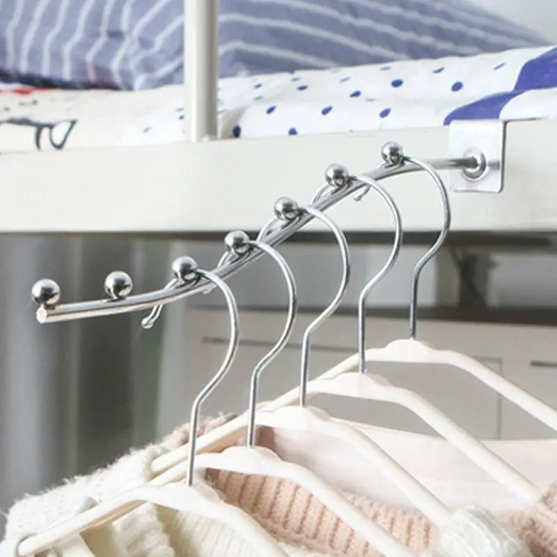 No Drilling Metal Square Tube Bead Hook Rustproof Multi-Purpose Hanger for Dorm Bedside Clothes Storage