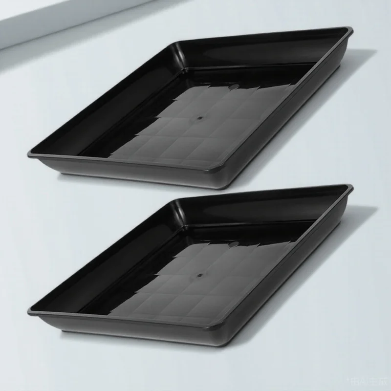 2 قطعة صينية وعاء الزهور البلاستيك مستطيلة الصرف الصحن للاستخدام الداخلي في الهواء الطلق مانعة للتسرب صواني المياه النباتية الماسك بونساي #1