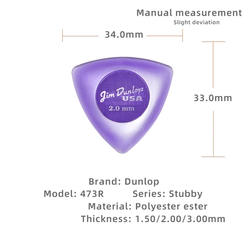 Imagen 2 del producto Elija Dunlop. Pick antideslizante serie Big Triangle. Tiene un espesor de 1,5/2,0/3,0 mm. Adecuado para guitarra acústica/eléctrica/bajo.