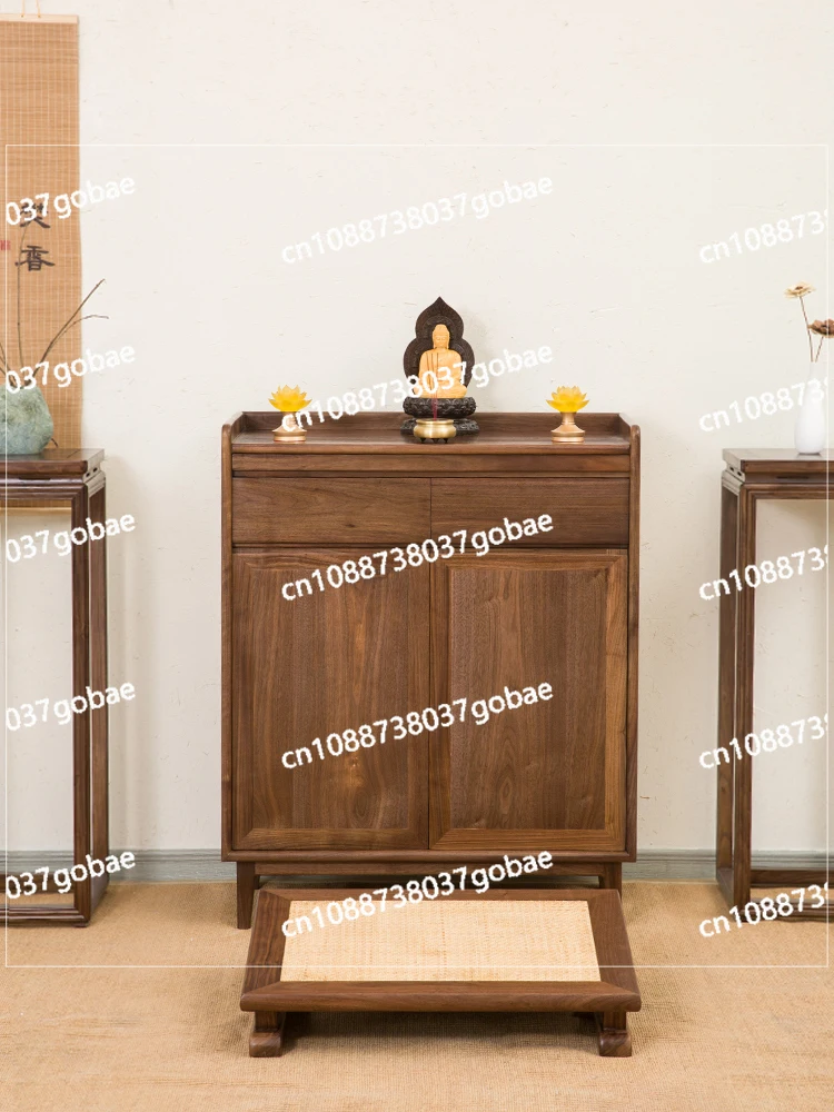 CX Black Walnut Solid Wood Household Guan Gong God of Wealth Altar Incense Burner Table Buddha Shrine