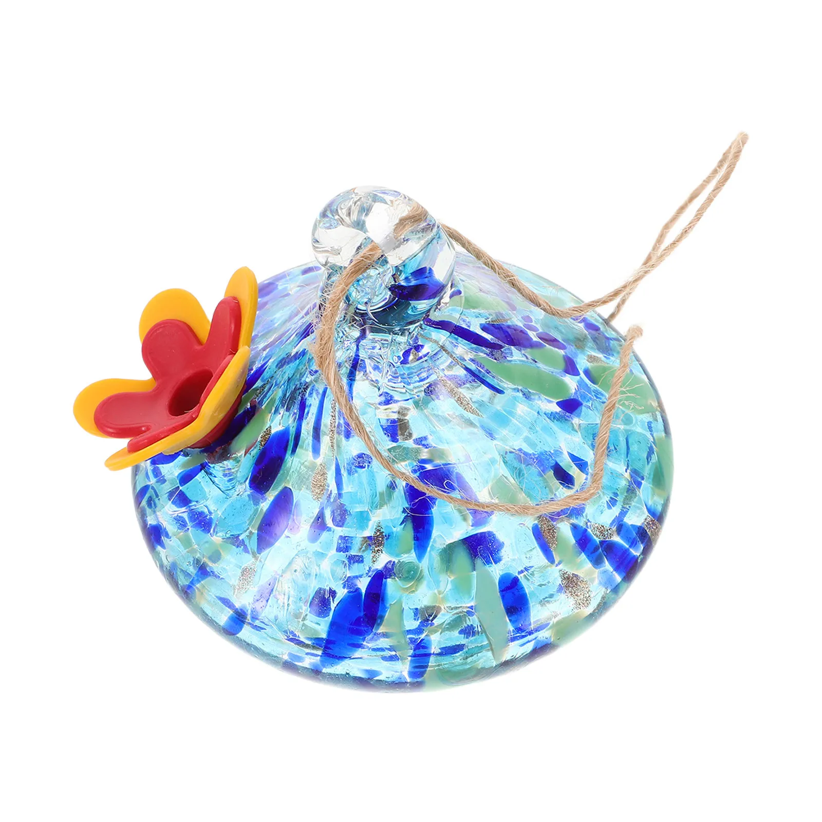 

Decorative Glass Bird Feeder for Hummingbirds Outdoor Hanging Feed Station Spill Resistant Garden Art Piece for Yard Patio