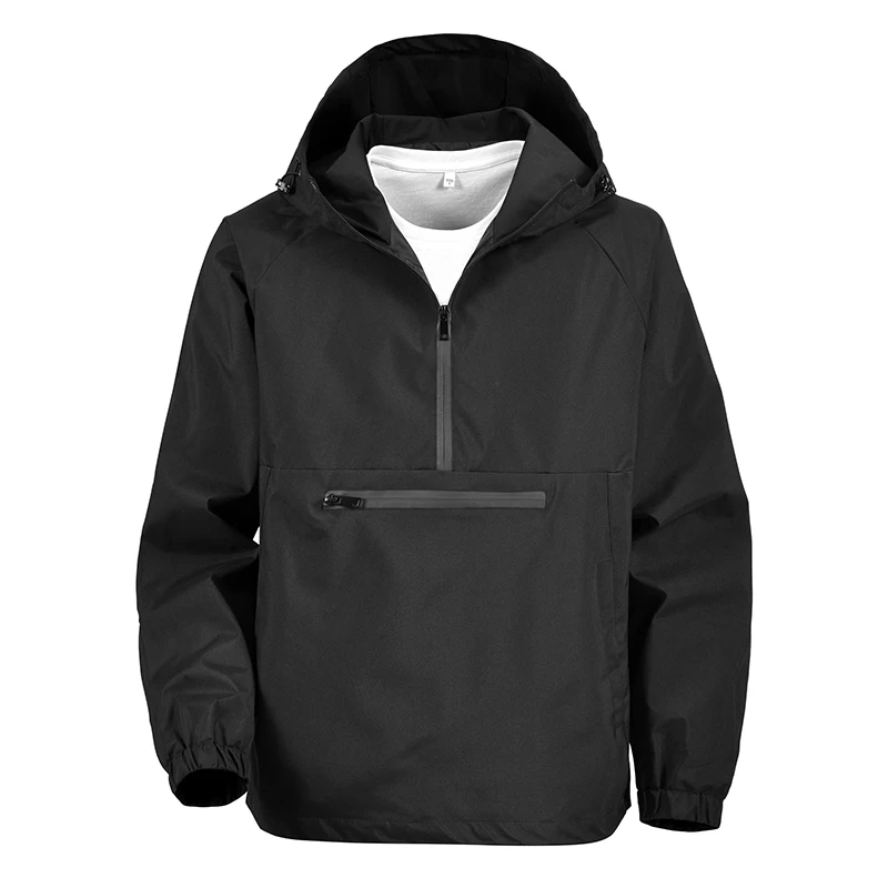 

Men Waterproof Jacket Casual Style Zipper Pocket American Trendy Brand Outerwear Spring Season Mountain Climbing Hooded Jacket