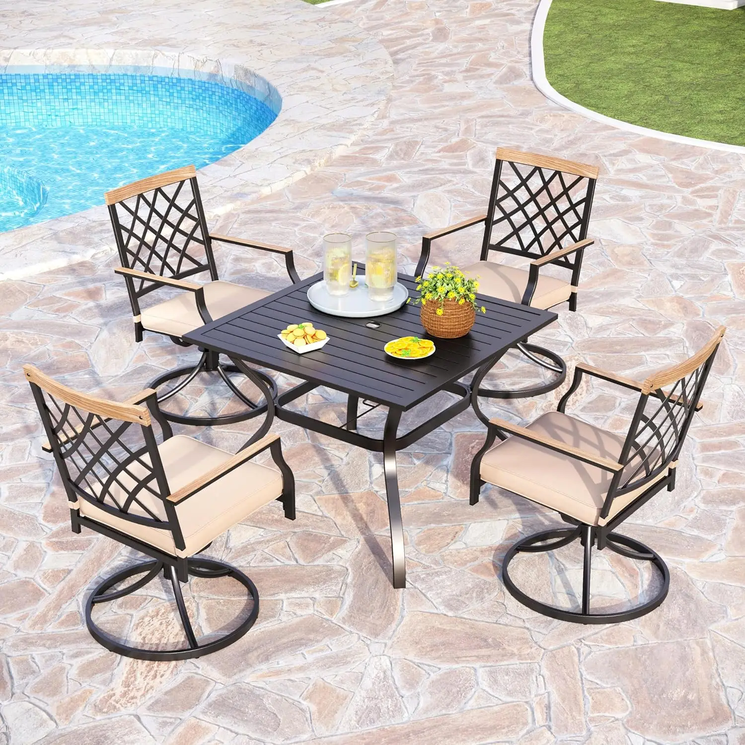 Swivel Patio Chairs Set of 2 Outdoor Dining Rocker Chair Support 300 lbs for Garden Backyard Bistro Furniture Set