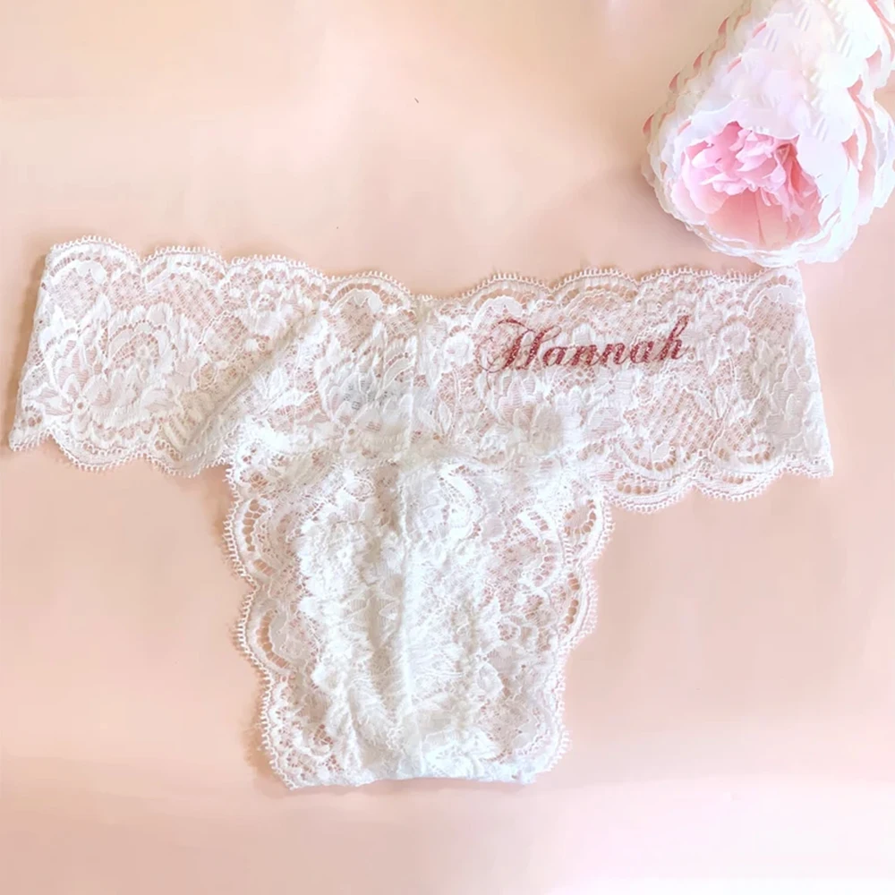 Personalized Wedding Lace Underwear Custom Gifts Lace Sex Panties for Bride, Bachelorette Party Gift, Mother\'s Day, Bridal Squad