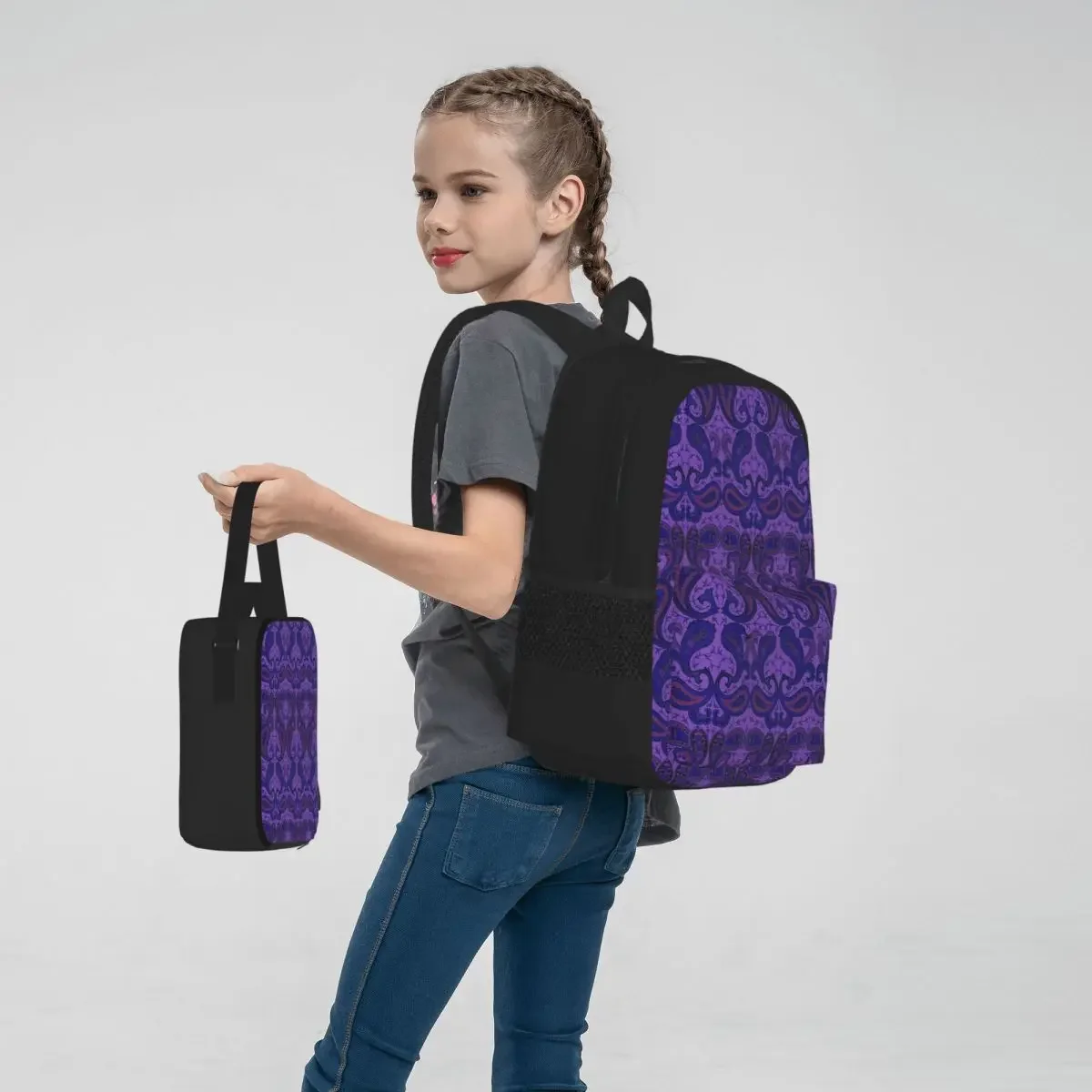 Paisley Print 'clouds Violet Paisley Colors zaino Bookbag borse da scuola per bambini zaino Lunch Bag Pen Bag Set di tre pezzi