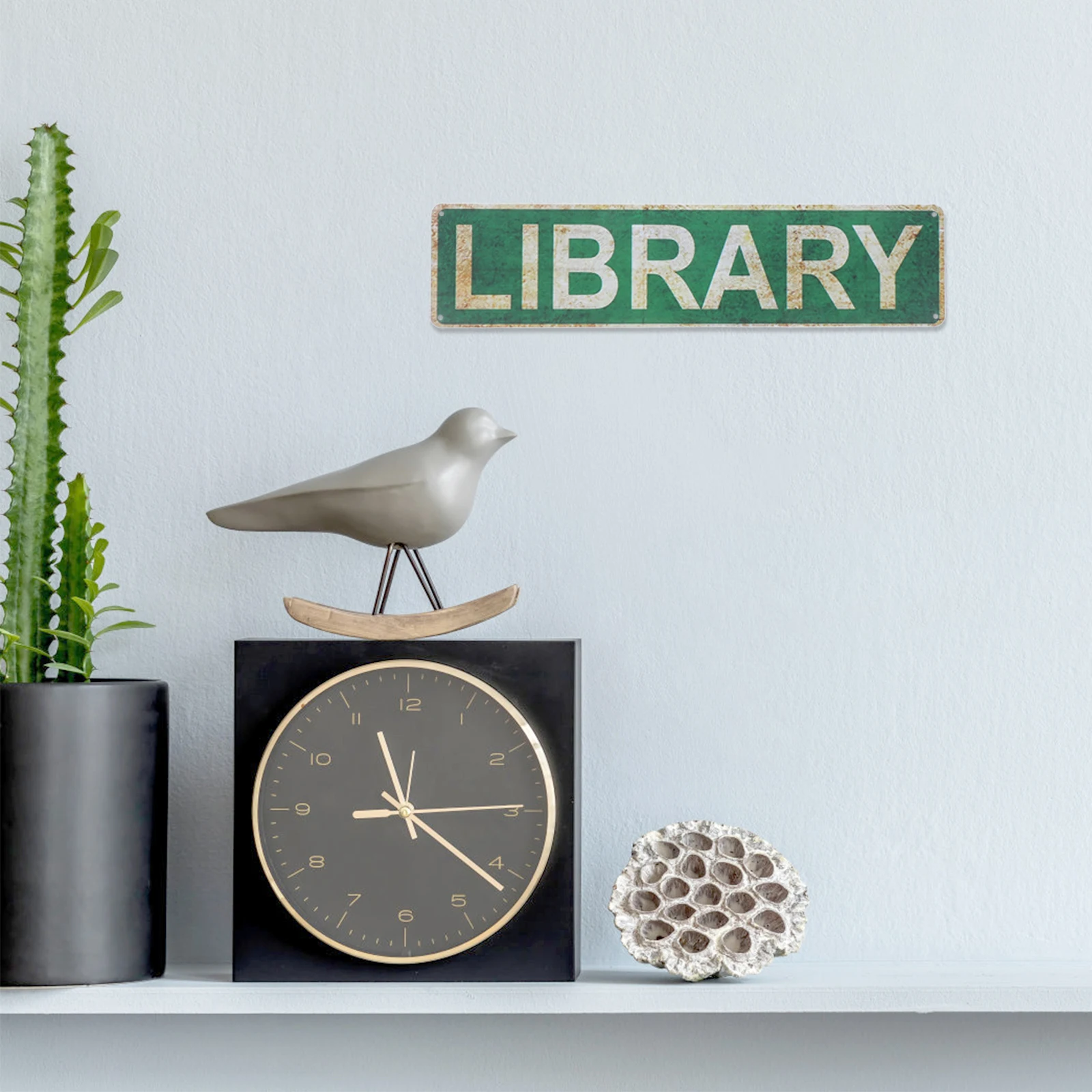 

Vintage Library Sign Wall Decor Tin Painting Home Outdoor Retro Book Lover Merchandise Ideal Size Reading Art Plaque