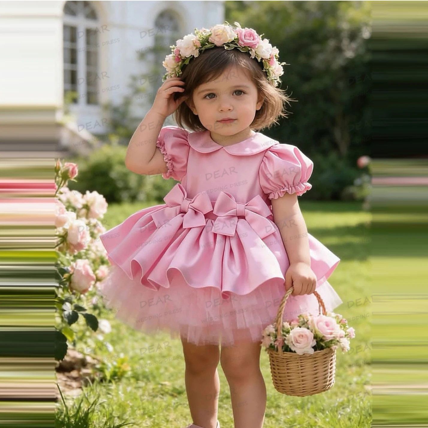 Simple Flower Girl Dress Sleeveless Sexy Women's A Line Wedding Dresses Fluffy Backless Vestidos De Novia Customized Party Gala