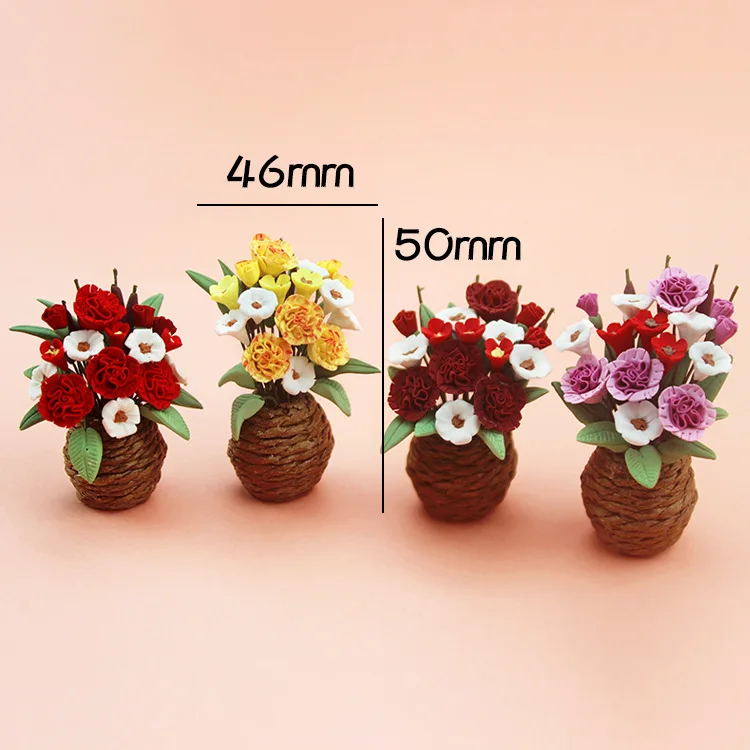 

1:12 BJD Doll Ob11 Simulation Mini Flower Basket Bonsai Miniature Items Dollhouse Desktop Ornament Dolls House Accessories Toys