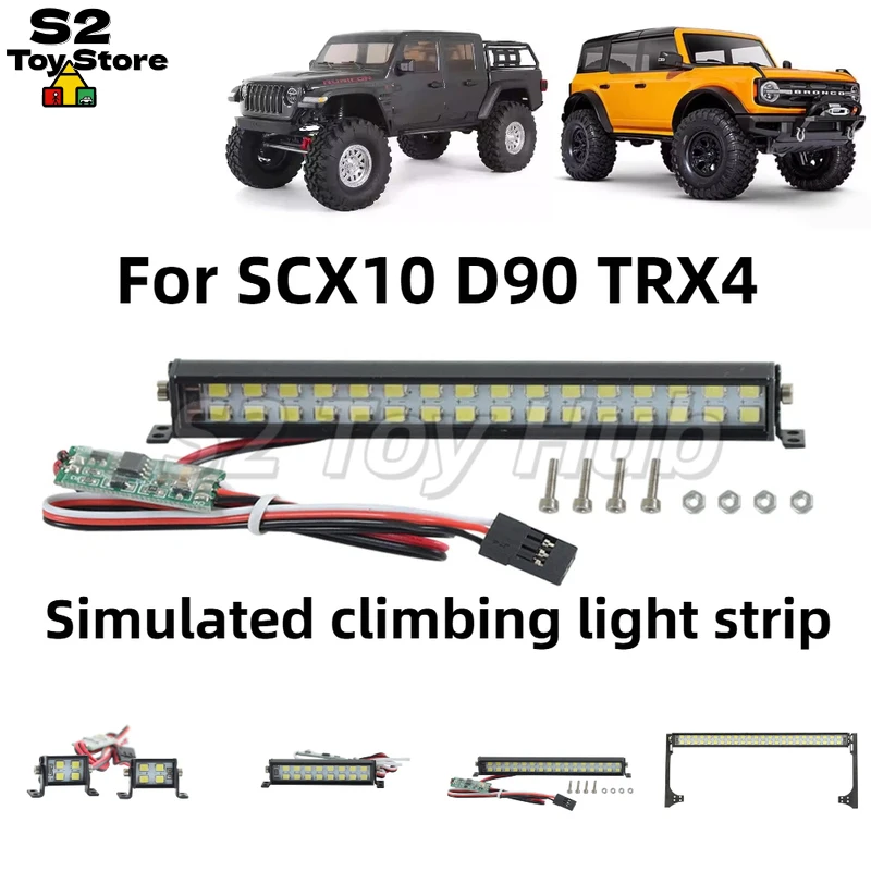 

Generic 1/10 Scale RC Crawler LED Light Bar Double Row Spotlights Roof Searchlight For SCX10 D90 Wrangler Off Road Vehicle
