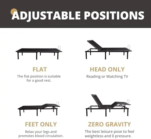 Twin XL Adjustable Bed Frame for Pain Relief, Metal Folding Bed Base with Remote for Independent Head and Foot Incline view 3