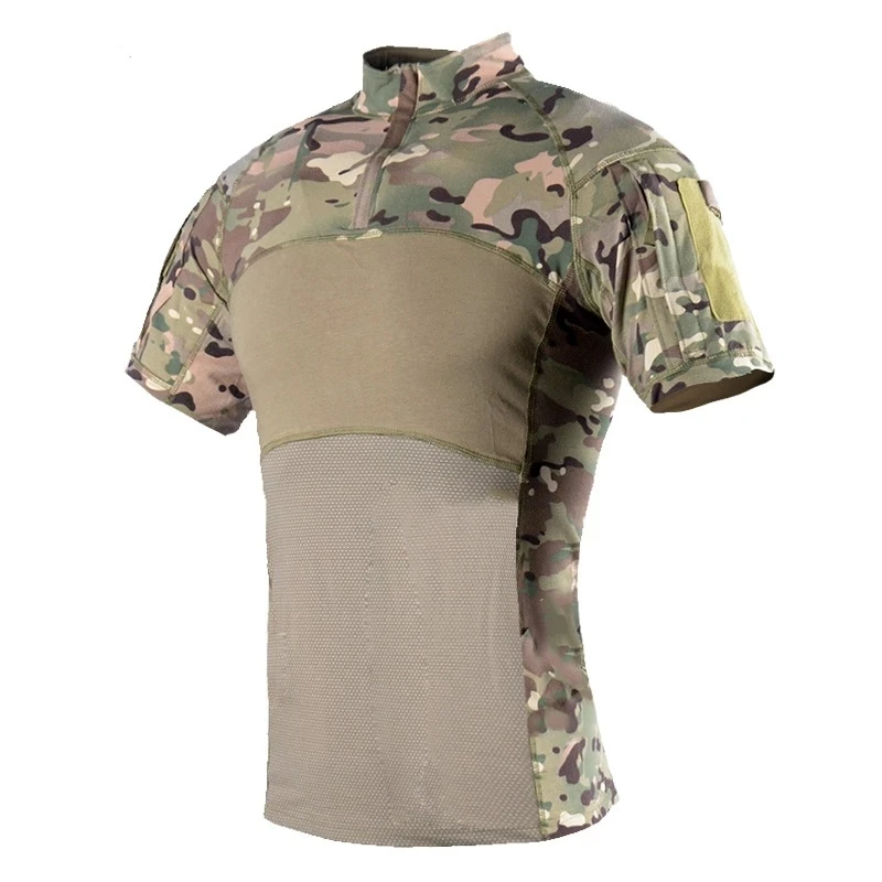 Military Tactical Shirt Short Sleeve Camouflage Army T Shirt Men\'s Quick Dry Multicam Black Camo Outdoor Hiking Hunting Shirts