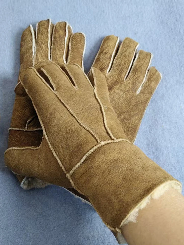 AliExpress SAFENH 〔Funny〕 Genuine Sheepskin Gloves Winter Thick Warm Gloves Outdoor Cycling Glove