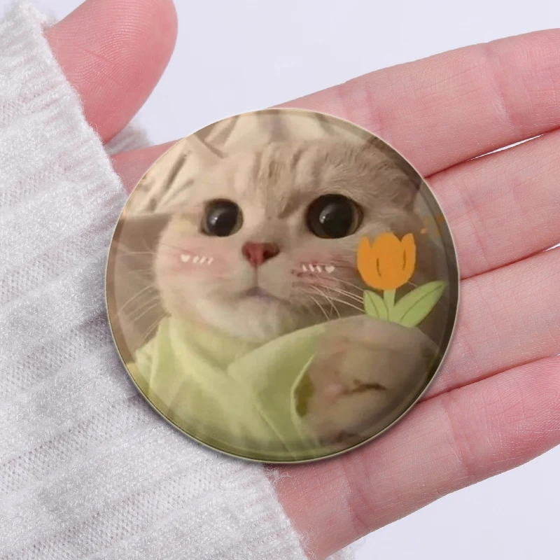 32/44/58MM Funny Cute Cat Icons Snap-in Button Pins Round Brooch Cartoon Badge for Backpack Hat Jewelry Accessories Gifts