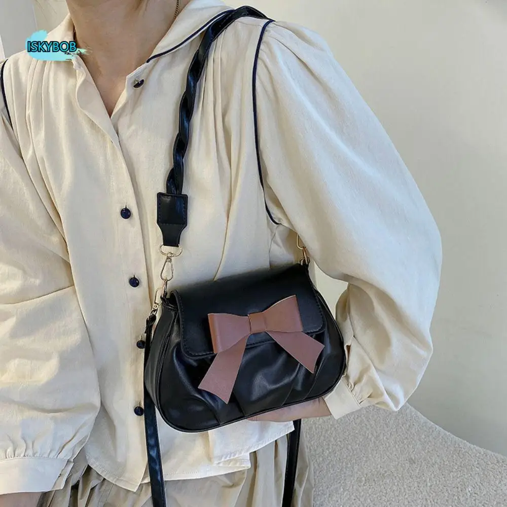 

Fashion Y2K Bowknot Crossbody Bag Handbag Korean Style Bow Shoulder Bag Cloud Bag Wrinkled PU Leather Underarm Bag Outdoor