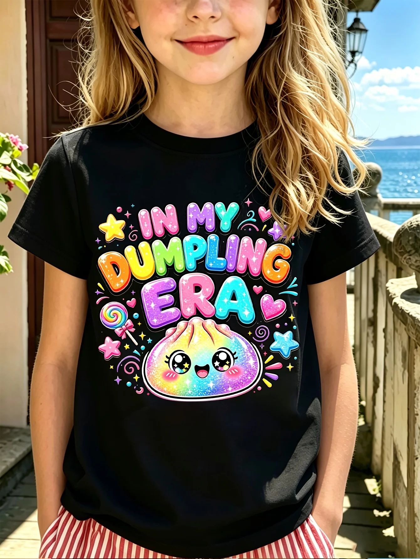 In My Dumpling Era Kids Tee Rainbow Dumpling Graphic Print Boys Girls Family Matching Cotton Short Sleeve Children Tshirt