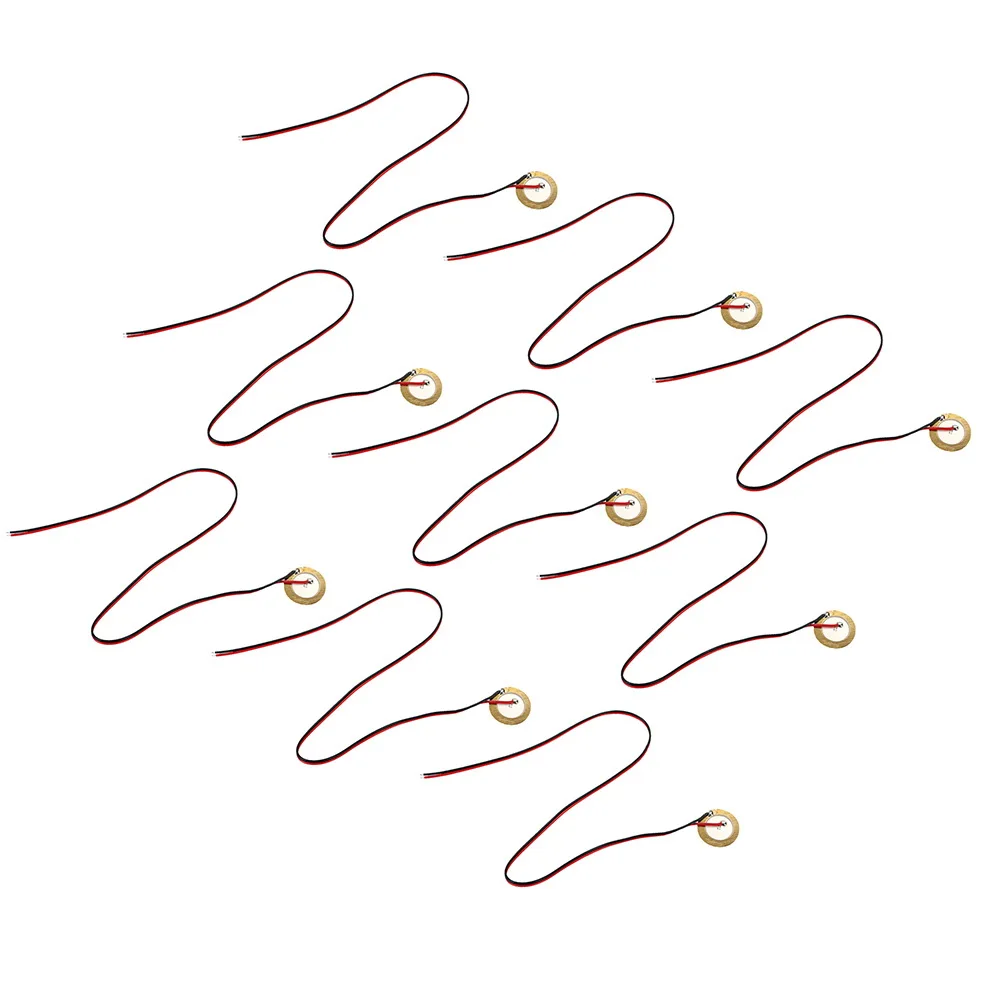 

12 PCS Guitar Pickup Buzzer Piezo Microphone Trigger Drum Disc With Wire Sounder Sensor Discs Leads