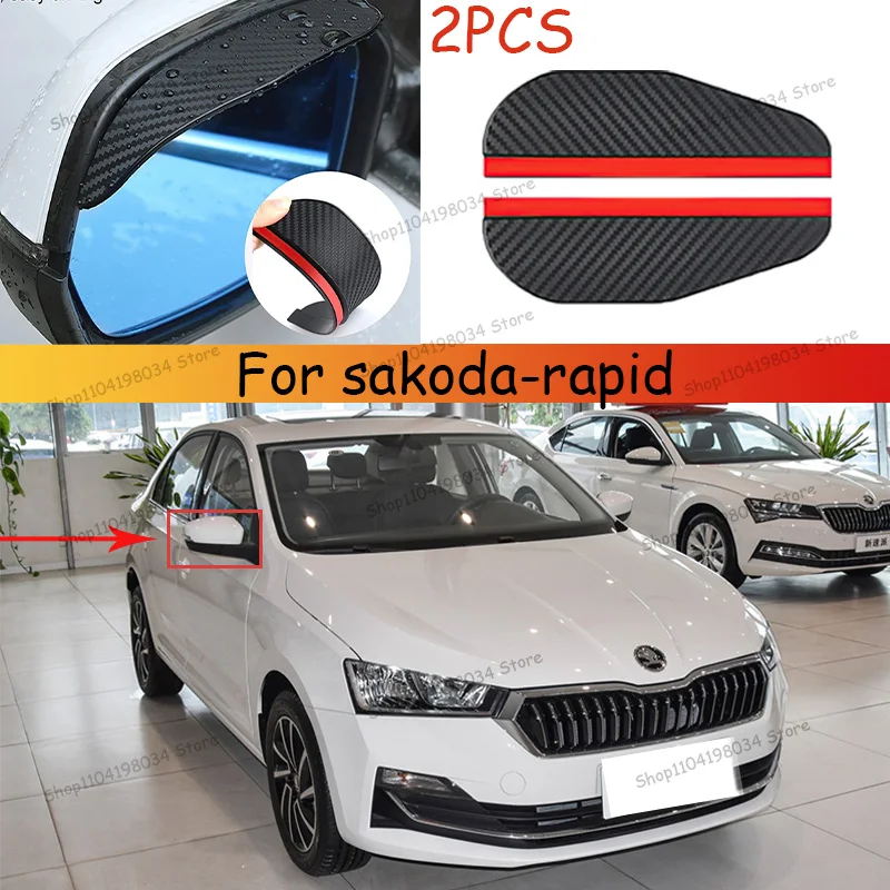 For sakoda-rapid Car 2PCS Carbon Fiber Sun Visor Shade Cover Car Rearview Mirror Rain Eyebrow Protector Clear Vision