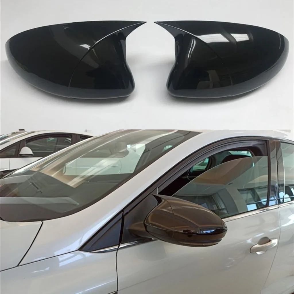 For Renault Megane 4 MK4 ABS Plastic Bat Wing 2 Pieces Mirror Covers Caps Rearview Mirror Case Cover Gloss Black Car Accessories