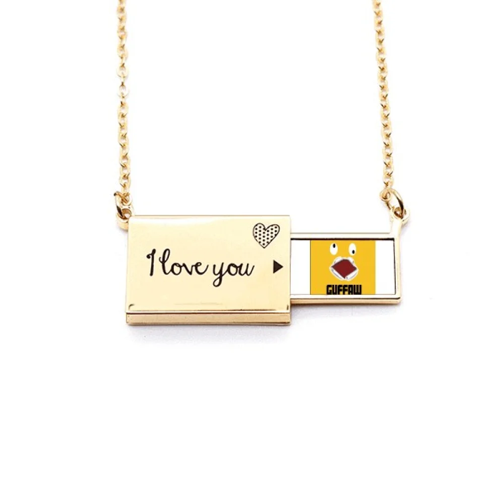 Laugh Disorder Yellow Emotion Guffaw Letter Envelope Necklace Pendant Jewelry