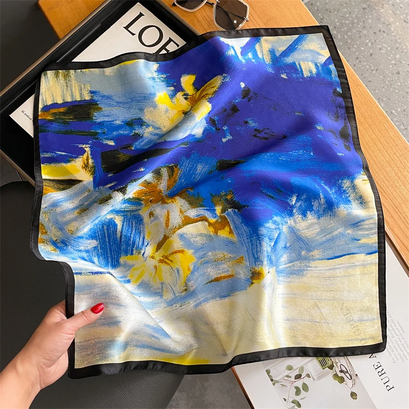 Fashion 100% Silk Satin Scarf Women Handkerchief Printed Bag Scarfs Female Square Head Bandana Small Neck Scarves For Ladies