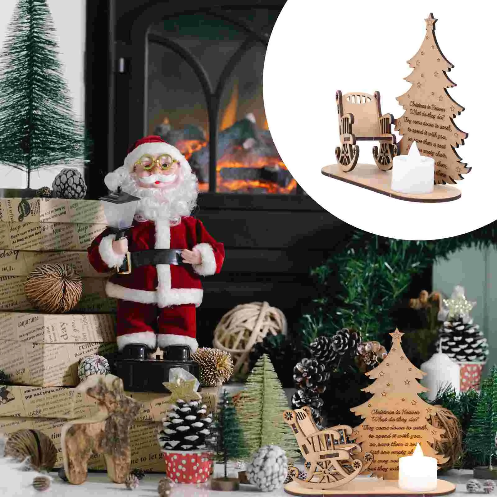 

Christmas Ornaments New Year Decor Tree Cutout Cute Xmas Wooden DIY Small Scene Adornment Desktop