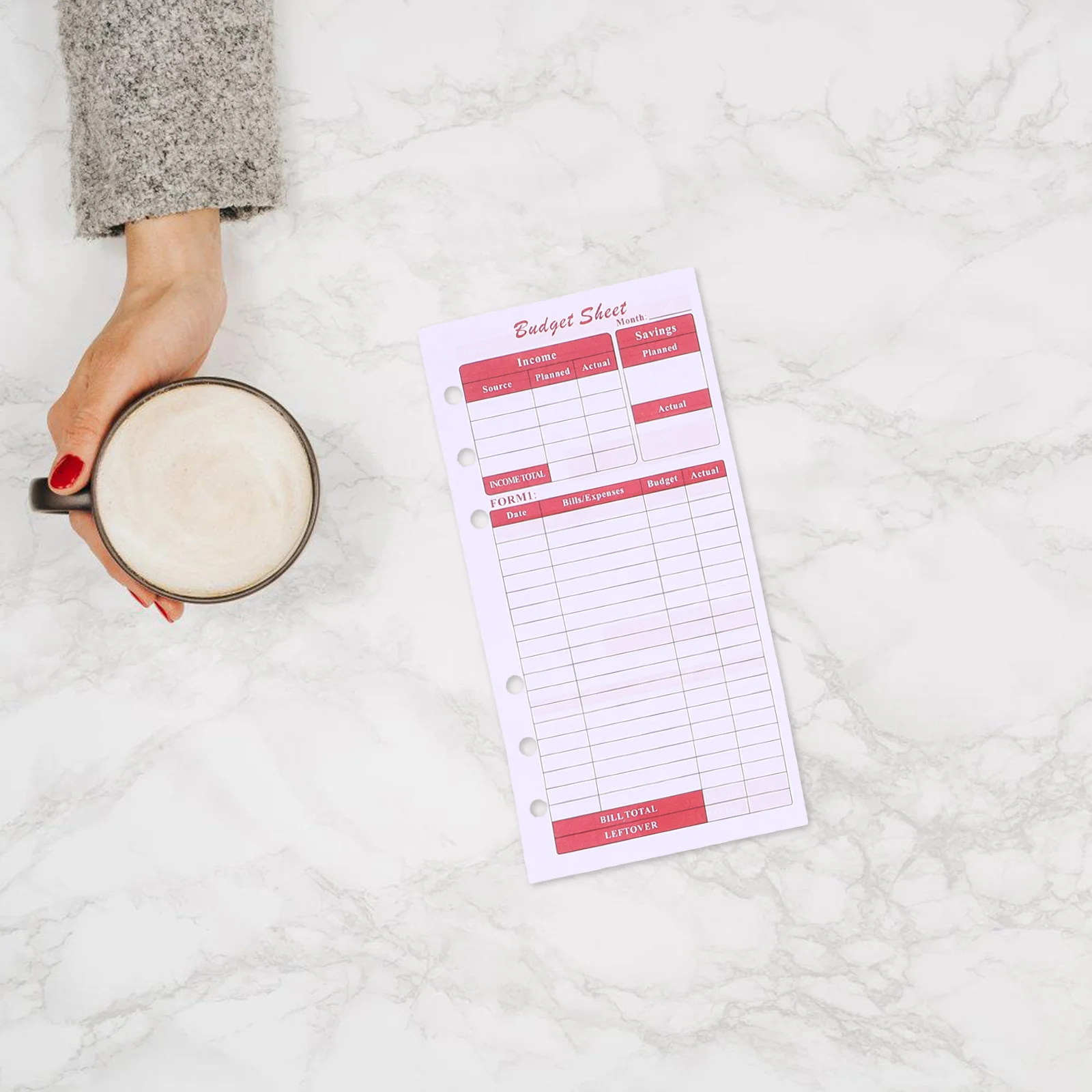 

12 Sheets Budget Cards Insert Paper Cash Binder Refill Expense Tracking Sheets Daily Budget Notebook