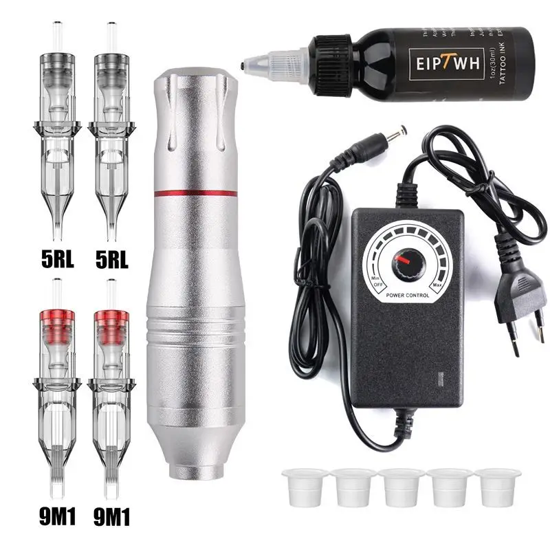 

Diamond Motor Pen Basic Tattoo Embroidery Kit Comes with 30ml Black Tattoo ink Essential Tattoo Kit for Novice Tattoo Artists