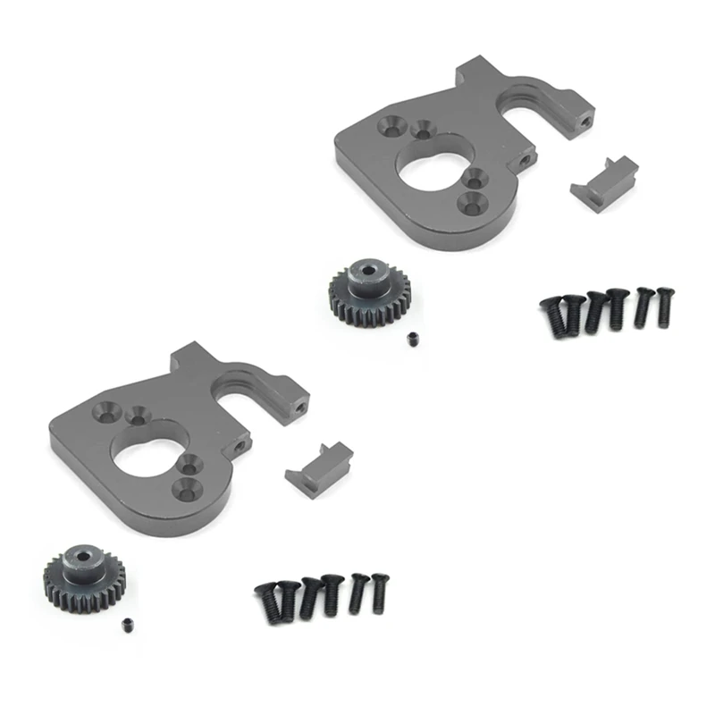 

2X RC Car Motor Mount Holder With Motor Gear For Wltoys 144001 124019 124018 RC Spare Parts Upgrade Accessories,Titanium