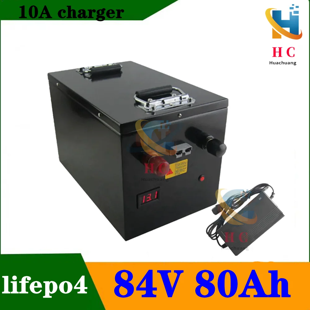 

84v 80Ah lifepo4 lithium battery 27S 86.4V BMS for 8000W inverter EV power supply motorhome Floor cleaner+ 10A charger