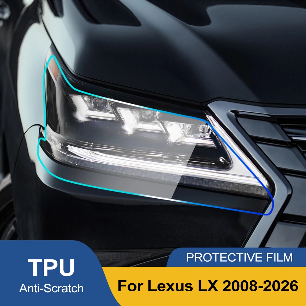 Anti-Scratch TPU Car Headlight Cover for Lexus LX 2008-2026 High Gloss Smoke Black Pre-Cut Vinyl Wrap Protection Film Kit - view 2