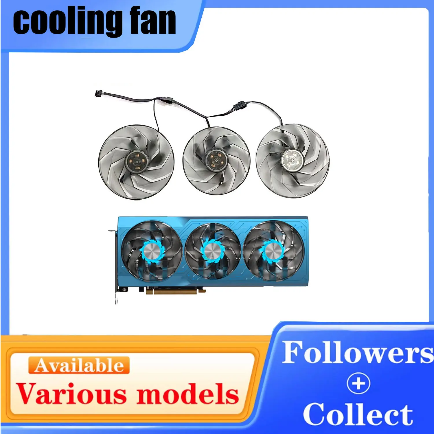 New 95MM FD10015M12D 85MM FD9015H12D 4PIN DC 12V 4PIN RX 6750 GPU Fan for Sapphire Radeon RX 6750 GRE 12GB AUROR