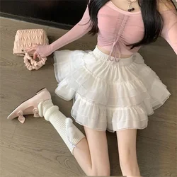 Summer Lace Skirt Black White Mini Skirt Women Black Cute Kawaii Skirts 2025 Korean Fashion Slim Y2K Clothes Streetwear Shorts