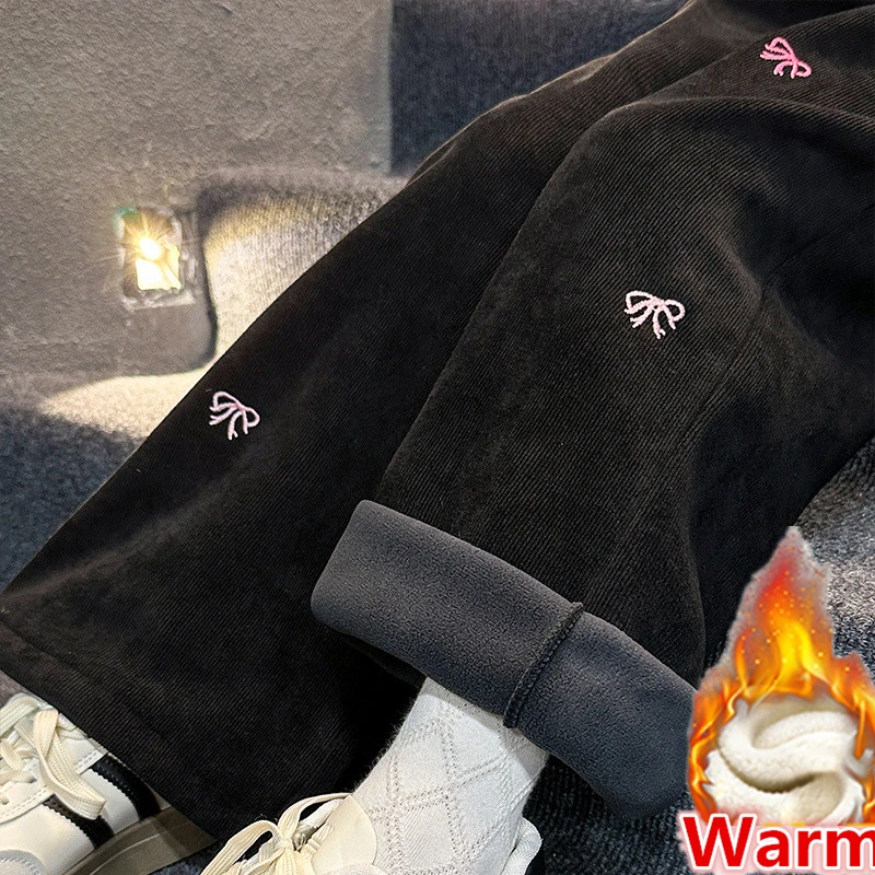 جديد الشتاء الأطفال السراويل الصوف الدافئة للفتيات لينة سروال قصير طويل مدرسة أطفال Sweatpants الحرارية مع القوس سن 5-14 Y