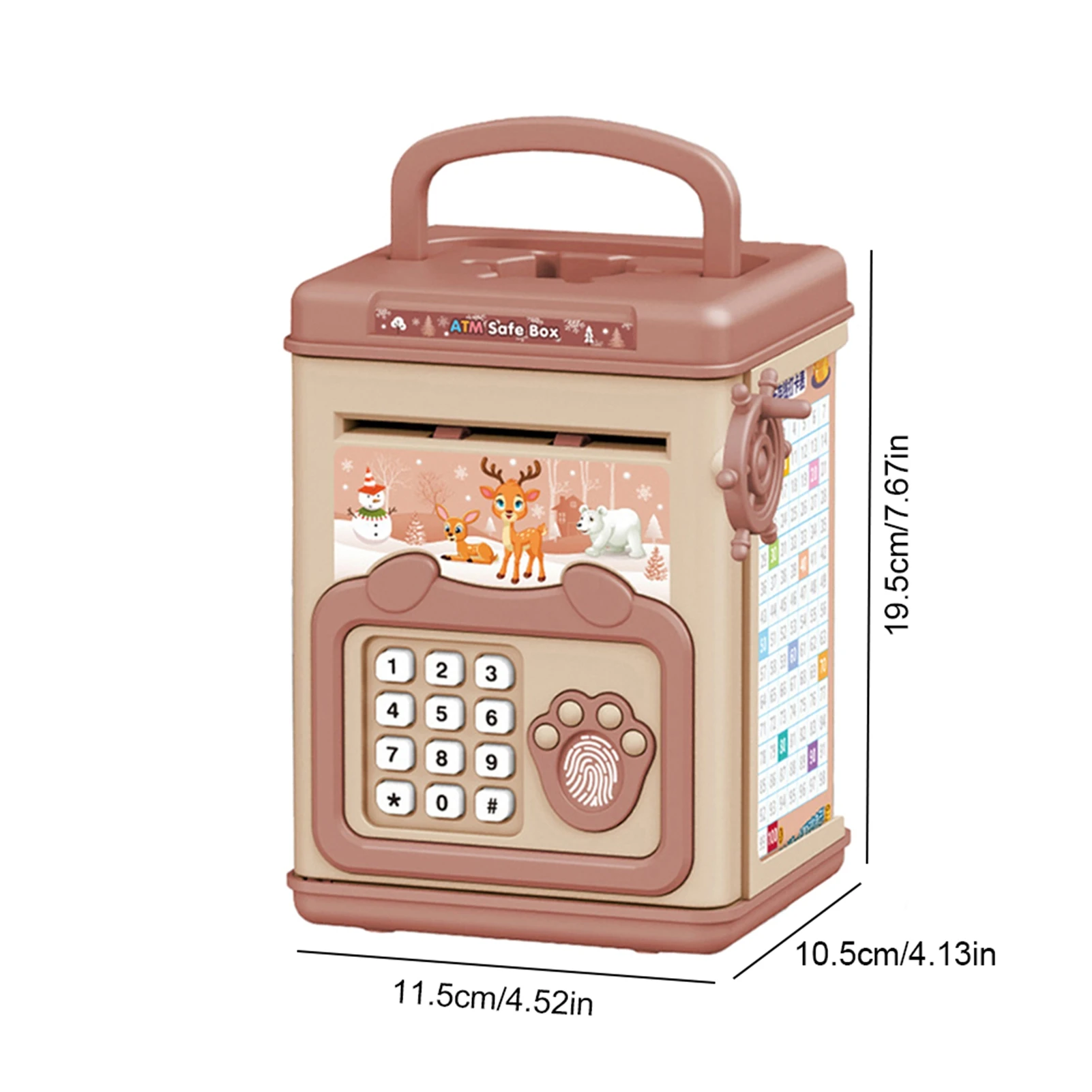 ATM型子供用貯金箱 男の子 女の子向け パスワードコードロック付き安全貯金箱 ポータブル電池式 本物のお金入れ C用