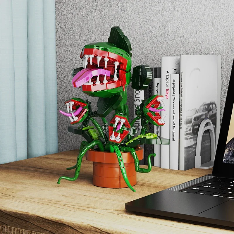 Audrey The II Piranha Plant Flower Building Kit Juguetes, Tienda Horrors Cannibal con boca que se puede abrir para fanáticos de la televisión Niños adultos mayores de 8 años