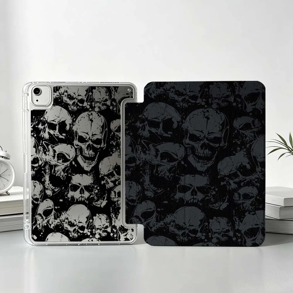 

Black Skull Pattern Soft For iPad Pro Air mini 6 5 4 3 2 1 11th 10th 6th 5th M5 M4 A17 Pro A16 Foldable 3Y Tablet Case