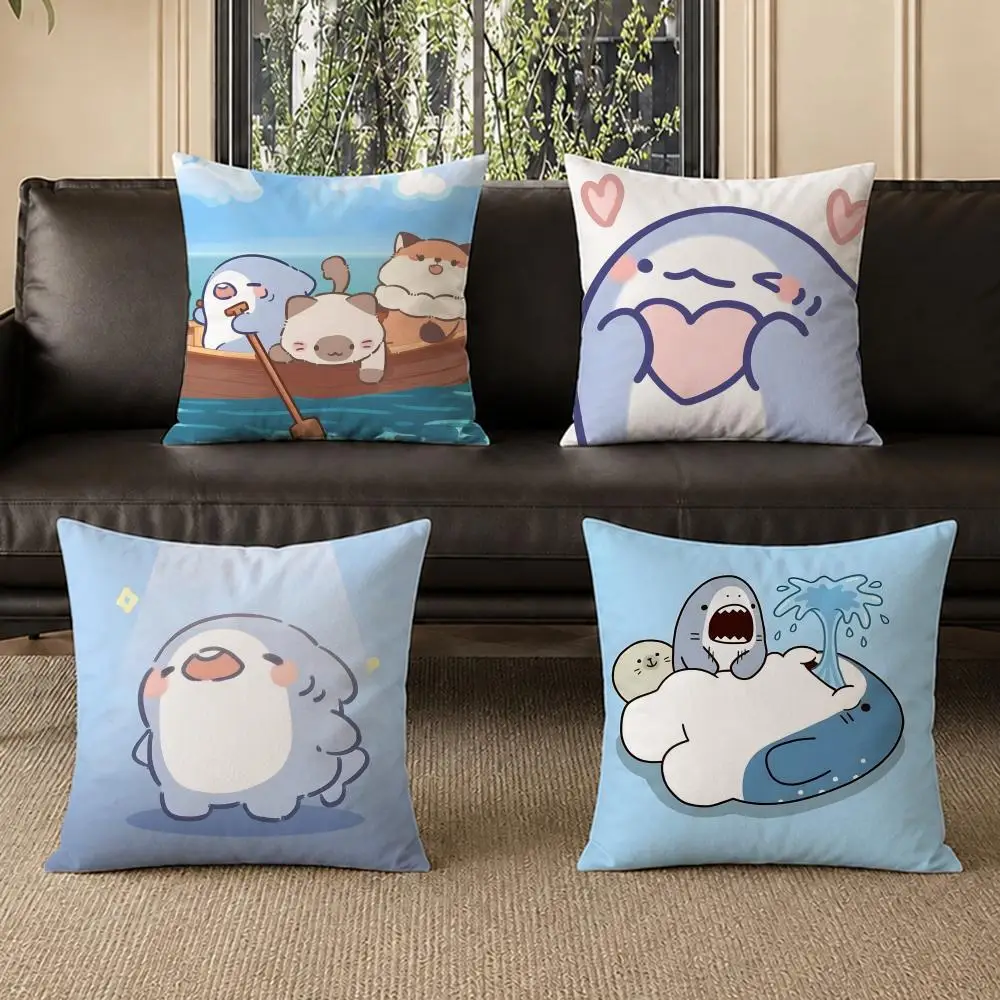 Cute F-Fat Shark Cushion Cover Washable Soft Thick Cushion Cover Decorative Pillowcase for Sofa Living Room Home