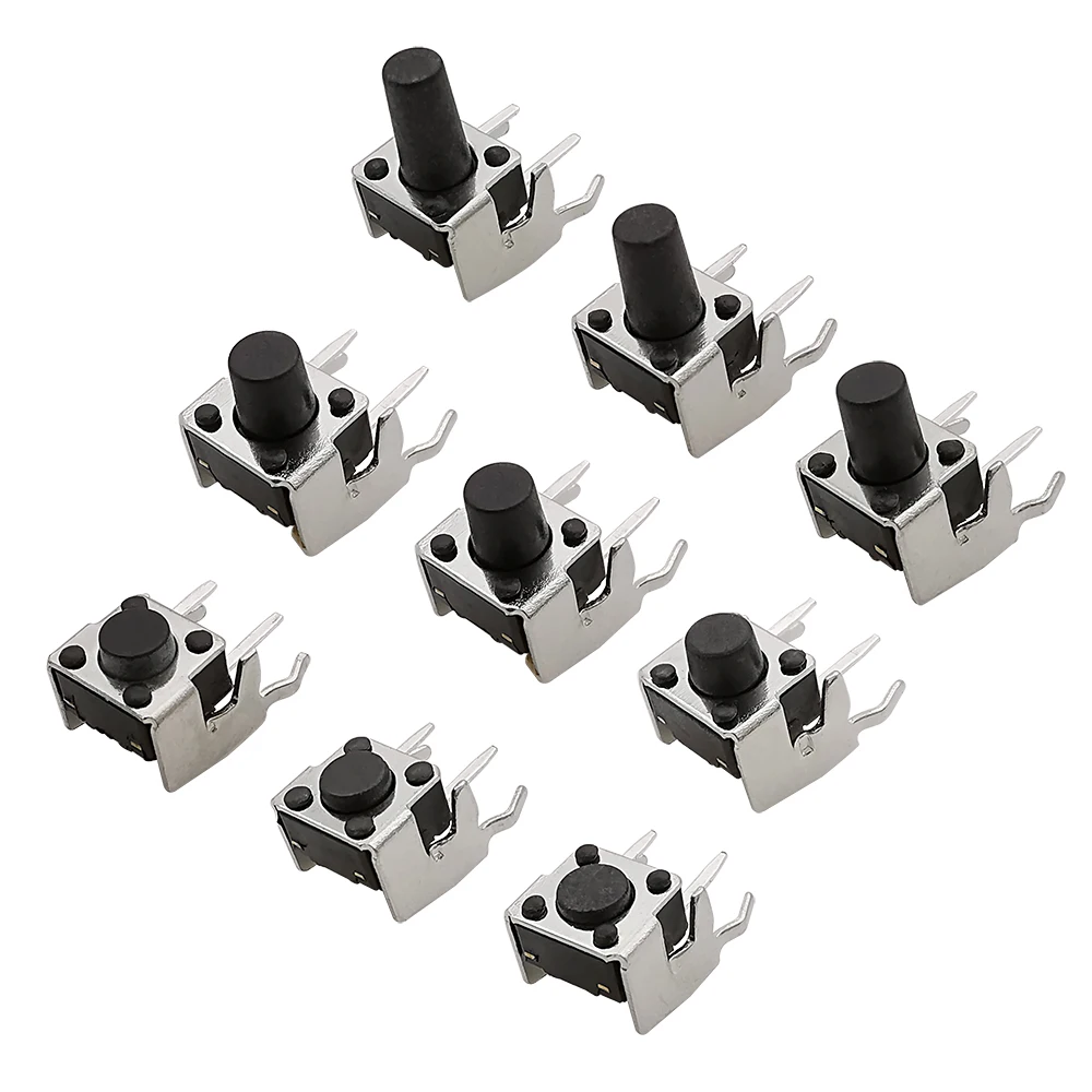 50Pcs 6x6x4.3~10mm Panel PCB Momentary Tactile Tact Push Button Switch Micro Switch Right Angle With Stent