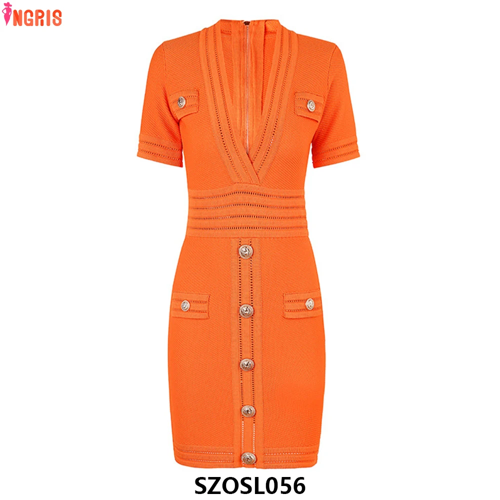 2025 새로운 봄 시리즈 여성의 깊은 v 넥 가을 니트 드레스 풀오버 드레스 스웨터 드레스-SZOSL056