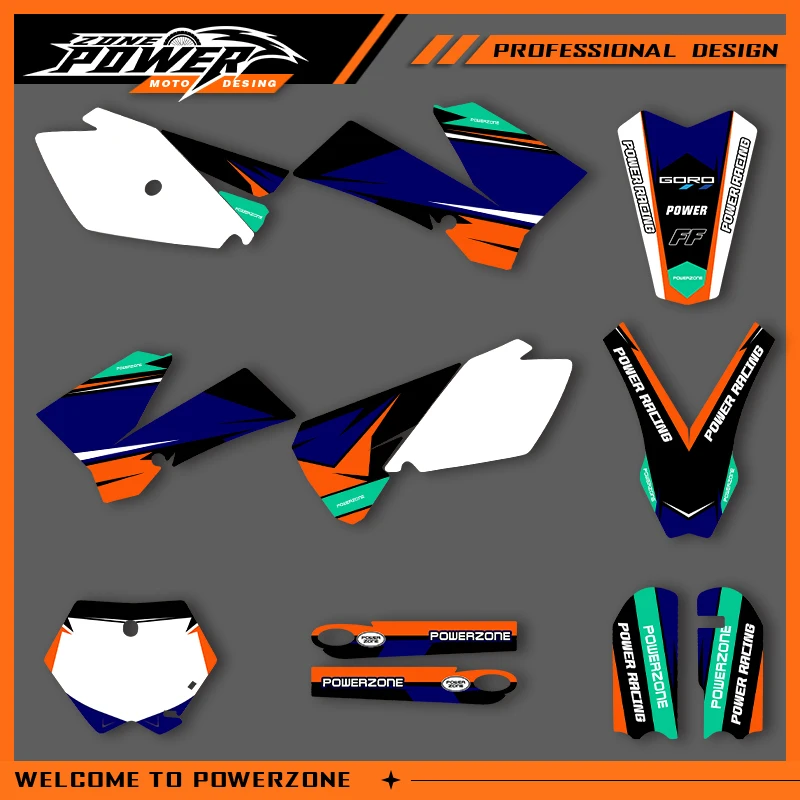 

POWERZONE Motocross Team Graphics Background Sticker Decal Kits For KTM SX85 2012 2011-2003 SX 85 85CC Customized Number 03