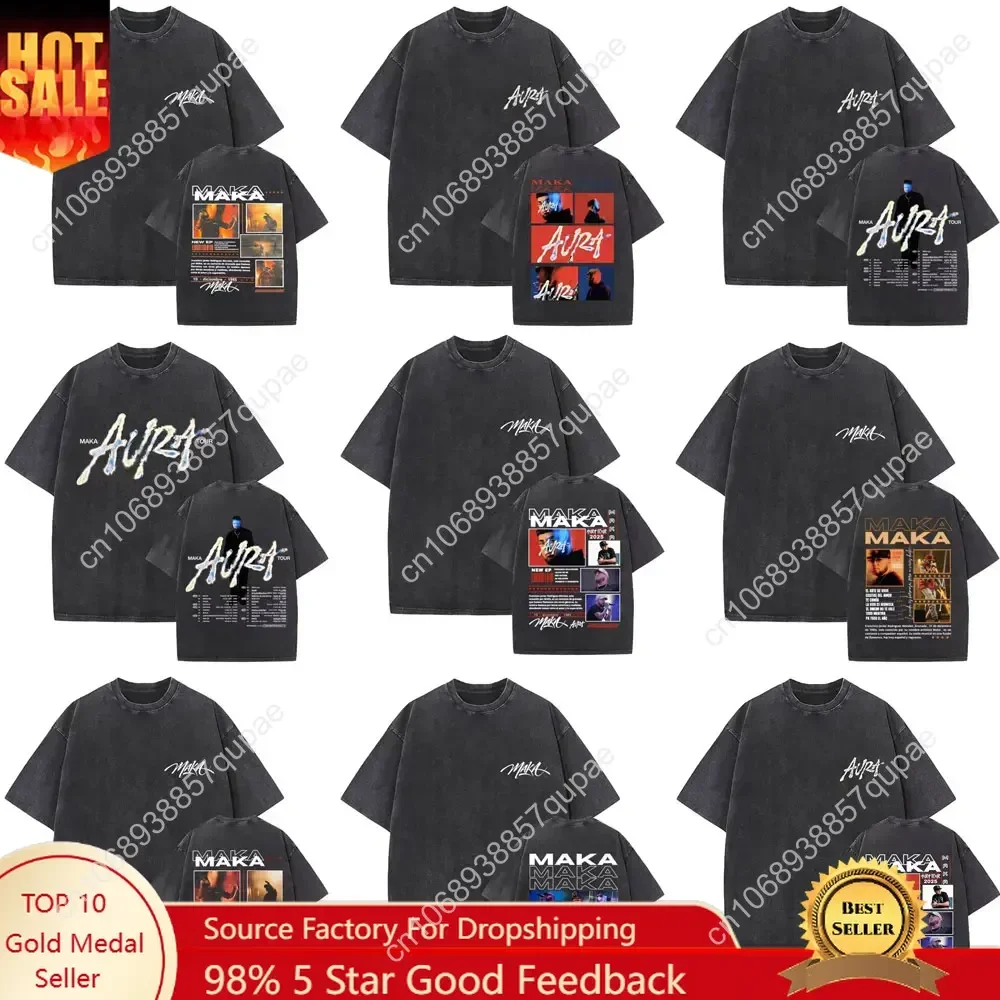 

Washed Vintage Rapper Maka T-shirts Men Women Fashion Hip Hop Gothic T Shirts Men's Casual Oversized Short Sleeve Tee Streetwear