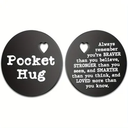 1PC Pocket Hug Token Distance Gifts Stainless Steel Double Sided Keychain