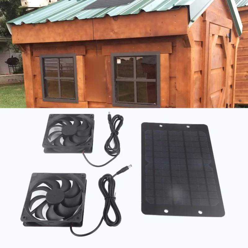 

Solar Panel Fan Kit Dual Air Extractor Outdoor Ventilation Equipment For Greenhouses 10W 800MA