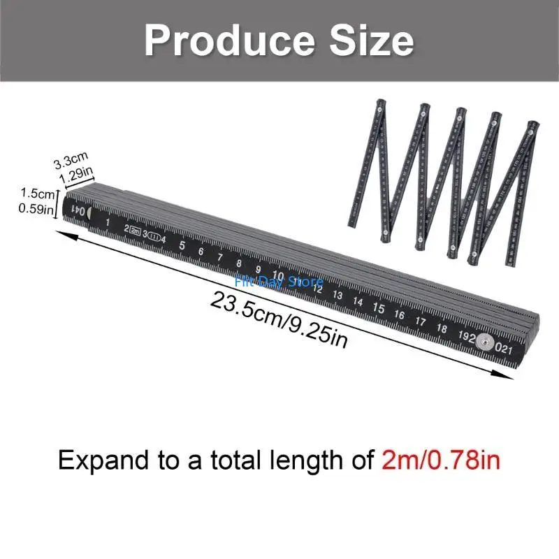 F92C 콤팩트 2m 접이식 측정 도구 접이식 폴딩 통치자 튼튼한 금속 리벳이 전문 및 DIY 프로젝트에 이상적입니다.
