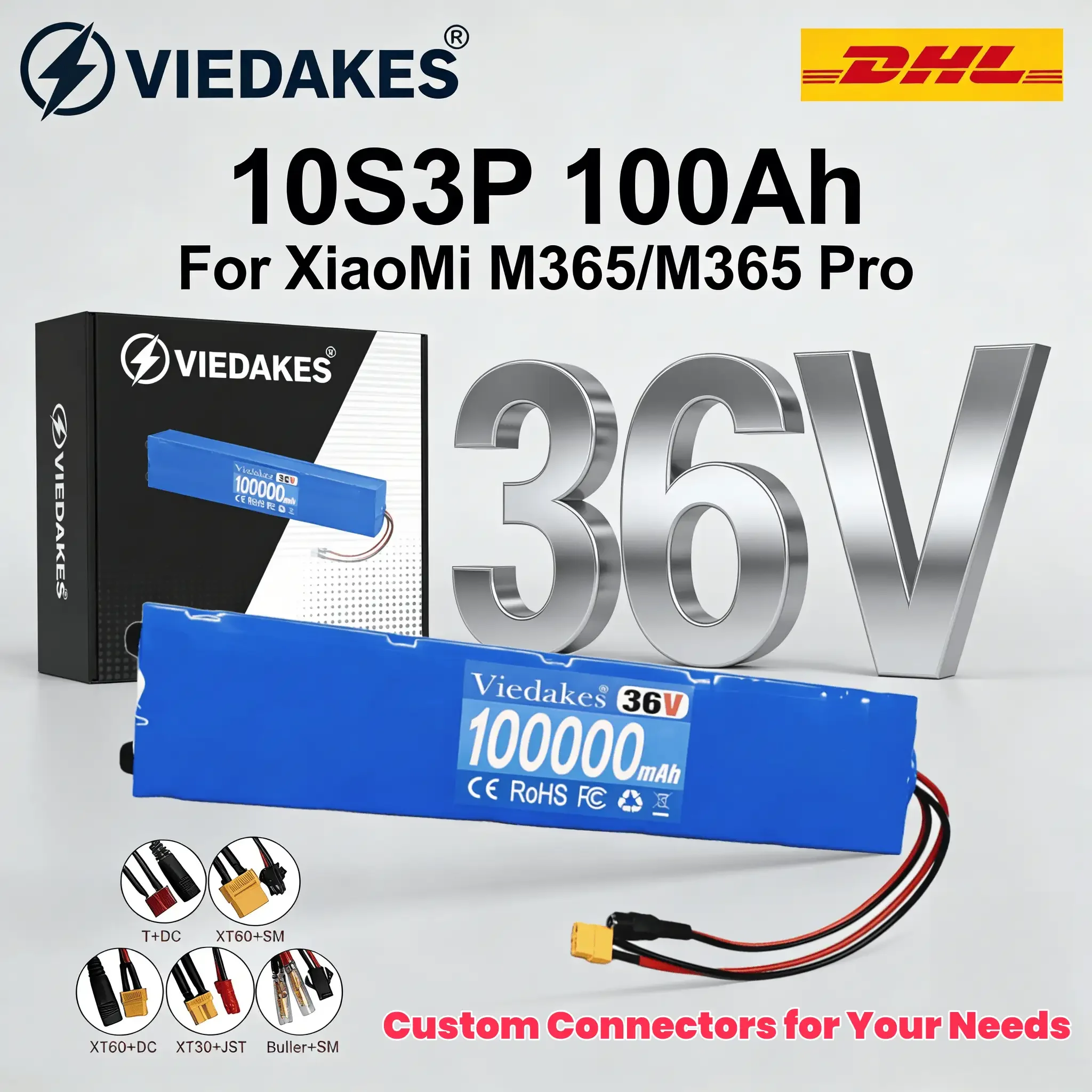 

✈️36V 10S3P Battery with Bracket for Xiaomi M365 Pro 1S, 10Ah 18650 Li-ion Replacement Battery with BMS & Charger⚡️