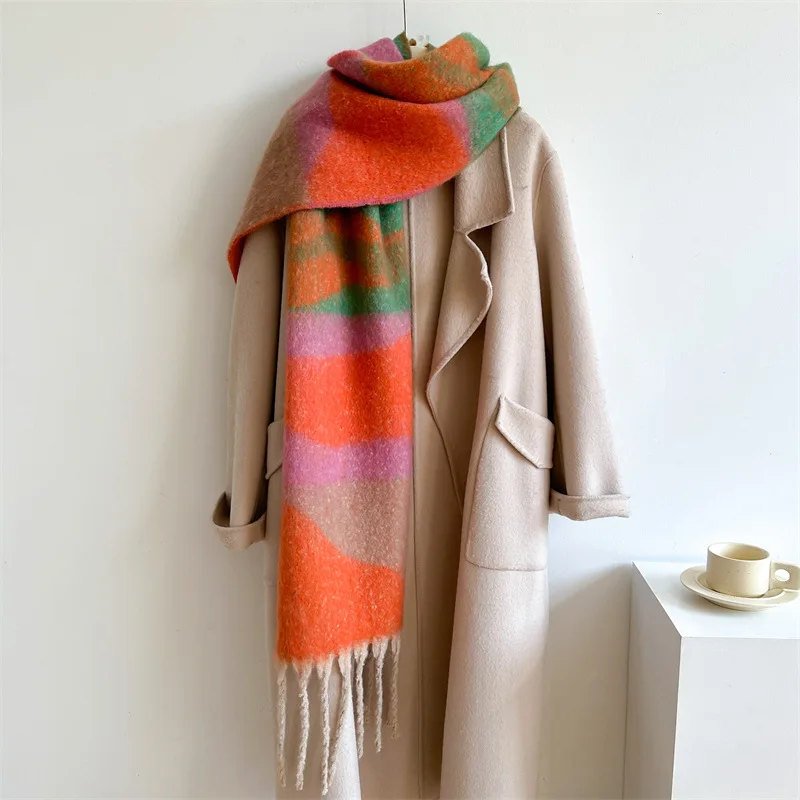 New Imitation Cashmere Autumn Winter Color Match Scarf for Men Women Intensification Warm Scarves Fashion Shawl Headband Muffler