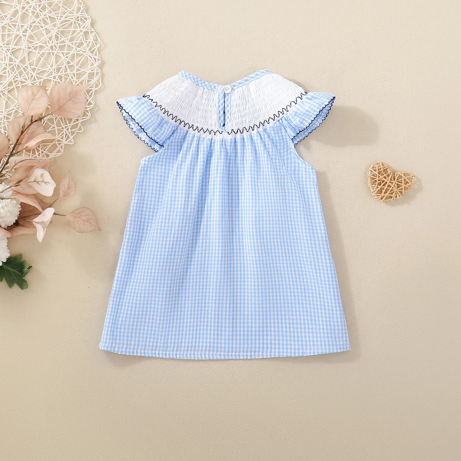 Spring and summer season baby girls new cute Independence Day flag embroidered plaid skirt sweet and cute